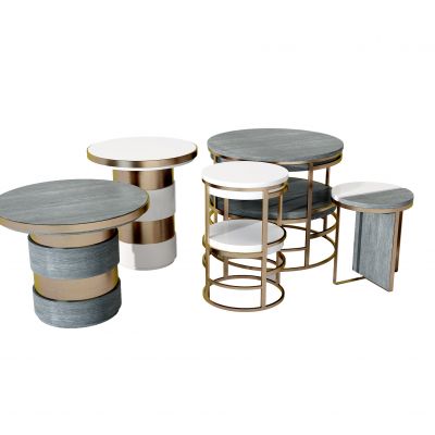 现代金属实木圆几组合