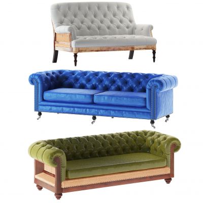 美式皮革软包多人沙发