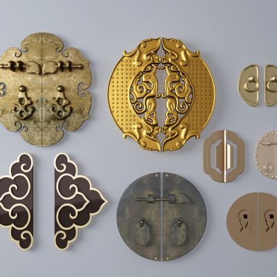 新中式金属门把手拉手门锁