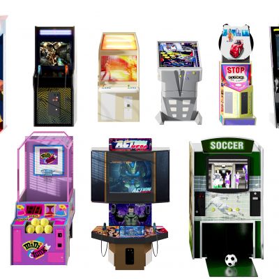 现代游戏机电玩设备组合