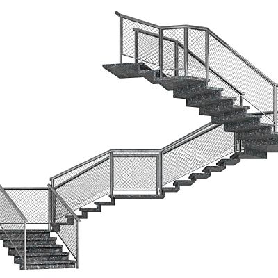 工业铁丝网风转角楼梯，