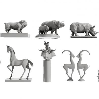 现代动物雕塑摆件组合