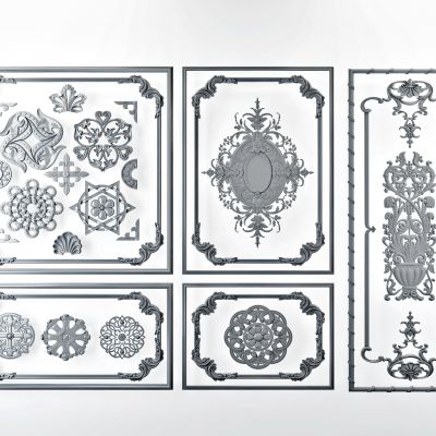 法式石膏雕花线条，护墙板角花罗马柱