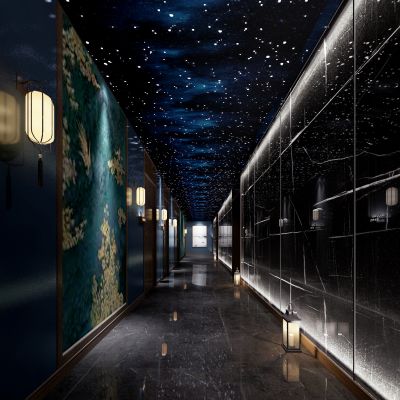 新中式KTV过道，走廊