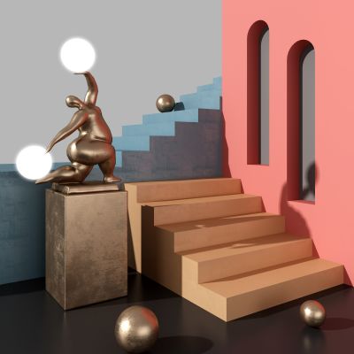 现代抽象人物雕塑,创意人体落地灯