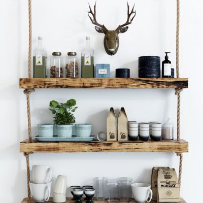 北欧麻绳吊柜壁柜