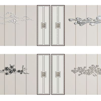新中式，梅花云纹，背景墙