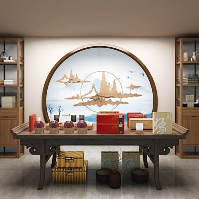 中式实木展台展柜，装饰柜书柜组合