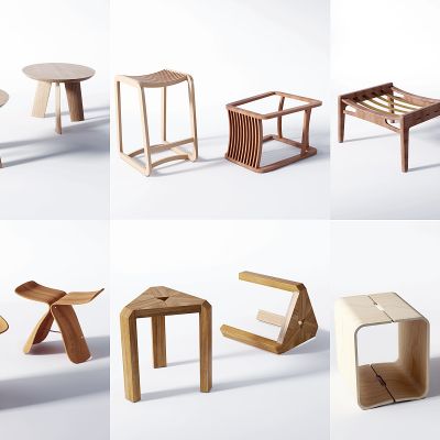 北欧原木凳子，圆形方形坐凳组合