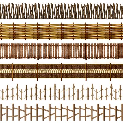 自然风木篱笆围栏，围栏院墙篱笆墙