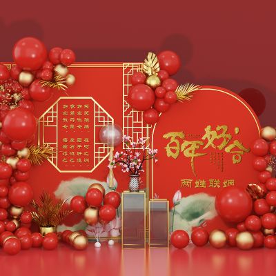 现代红色订婚宴美陈