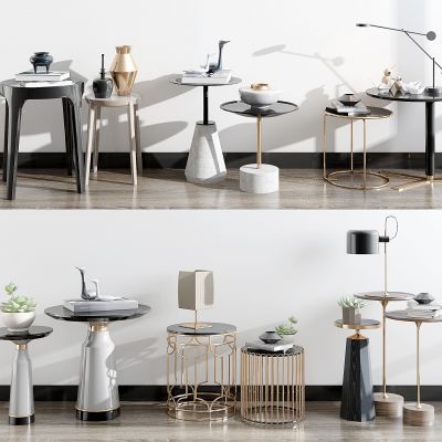 现代圆形边几组合