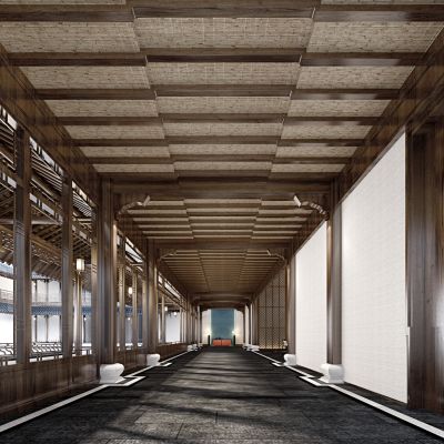 新中式古建走廊走道,过道