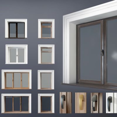 现代木质窗户窗框，窗户