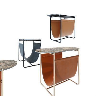 现代大理石书报收纳架边几