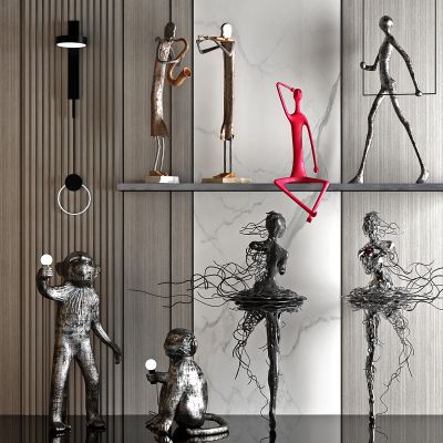 现代抽象金属演奏音乐人物雕塑摆件