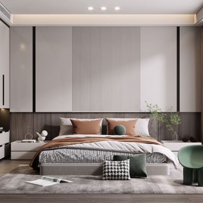 现代卧室，轻奢卧室，卧室，