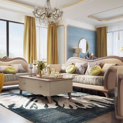 简欧沙发茶几组合