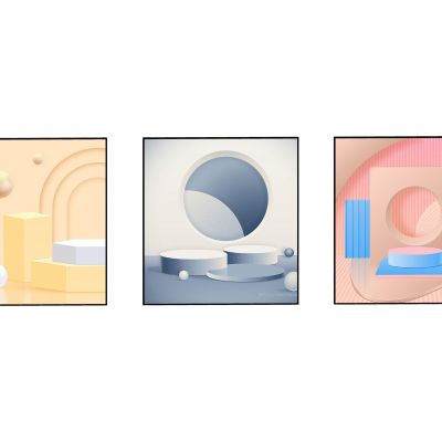 现代奶油风装饰画，几何体儿童组合挂画