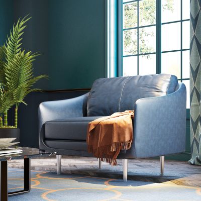 现代真皮单人沙发
