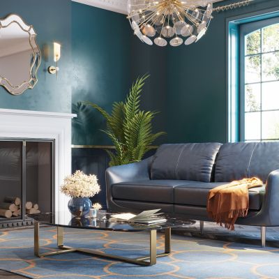 现代真皮双人沙发