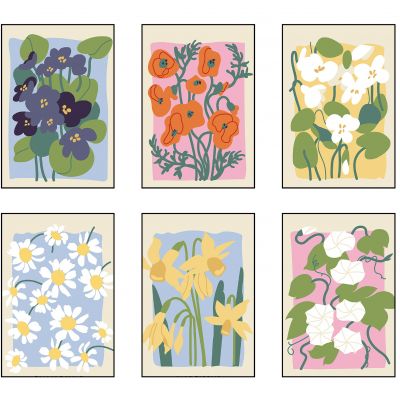 儿童花朵装饰画，复古组合挂画