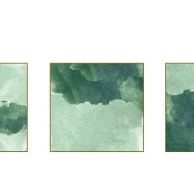 现代禅意绿色装饰画，方形组合挂画