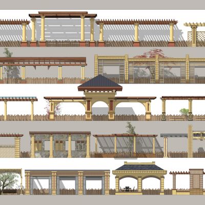 欧式廊架 长条形廊架 木制廊架 花架 藤蔓爬架