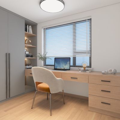 现代书房书柜书桌