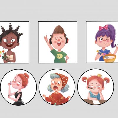 现代儿童卡通可爱装饰画 人物组合挂画