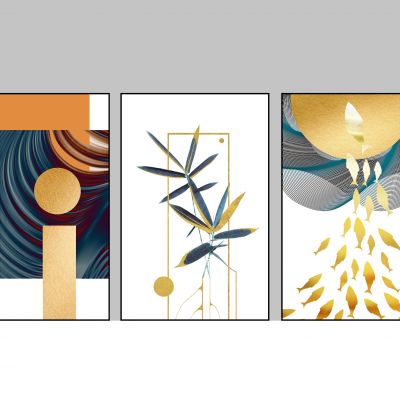 现代抽象简洁装饰画 组合挂画