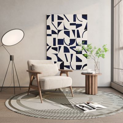 侘寂风米白色单人沙发