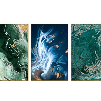 现代抽象简洁装饰画 流动曲线组合挂画