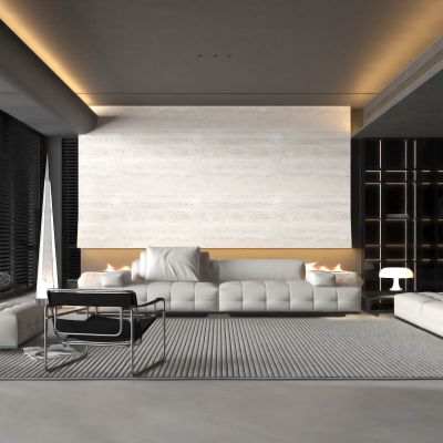 现代风格的客厅，   沙发，茶几，落地灯