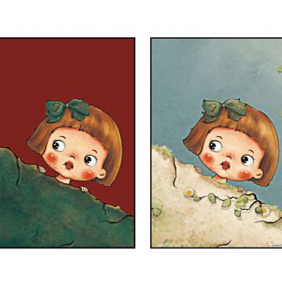 现代儿童卡通人物装饰画,可爱女孩组合挂画