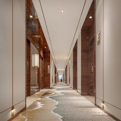 新中式酒店客房走道3D模型