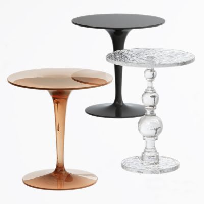 现代茶色亚克力边几圆几