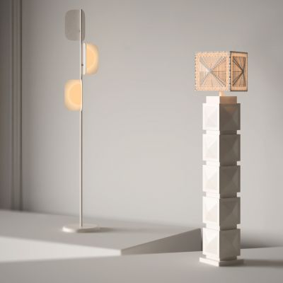 侘寂风柱形落地灯