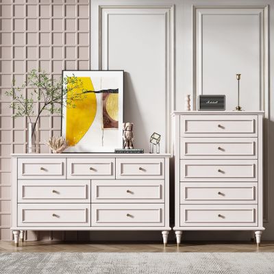 美式白色五斗柜边柜