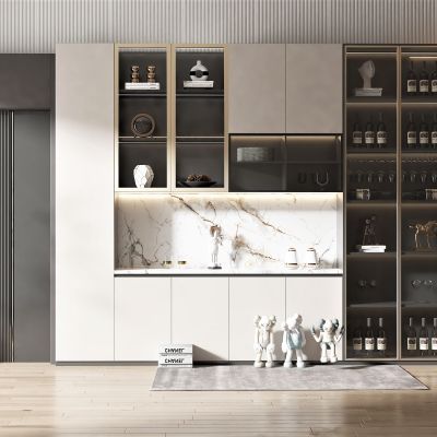 现代风格酒柜，饰品摆件