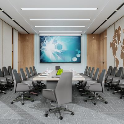 现代会议室|会议桌|会议椅|可移动单椅|皮革单椅