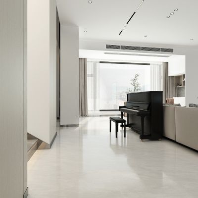 现代轻奢别墅无主灯客厅，沙发，楼梯，电子钢琴