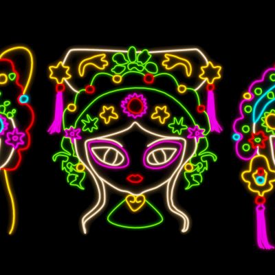 国潮花旦装饰霓虹灯