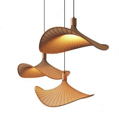 侘寂风藤编吊灯_木质吊灯