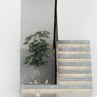 现代楼梯间楼梯，楼梯间景观，U形楼梯