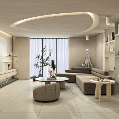 诧寂风弧形三角造型顶客厅电视墙