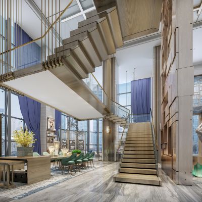 现代酒店大堂吧3D模型