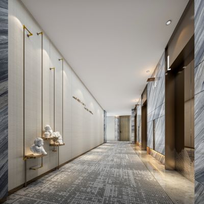 现代酒店客房电梯厅