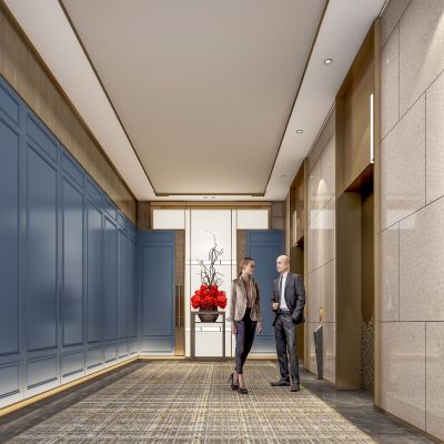 现代酒店电梯厅3D模型