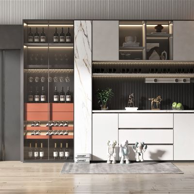 现代风格酒柜，饰品摆件